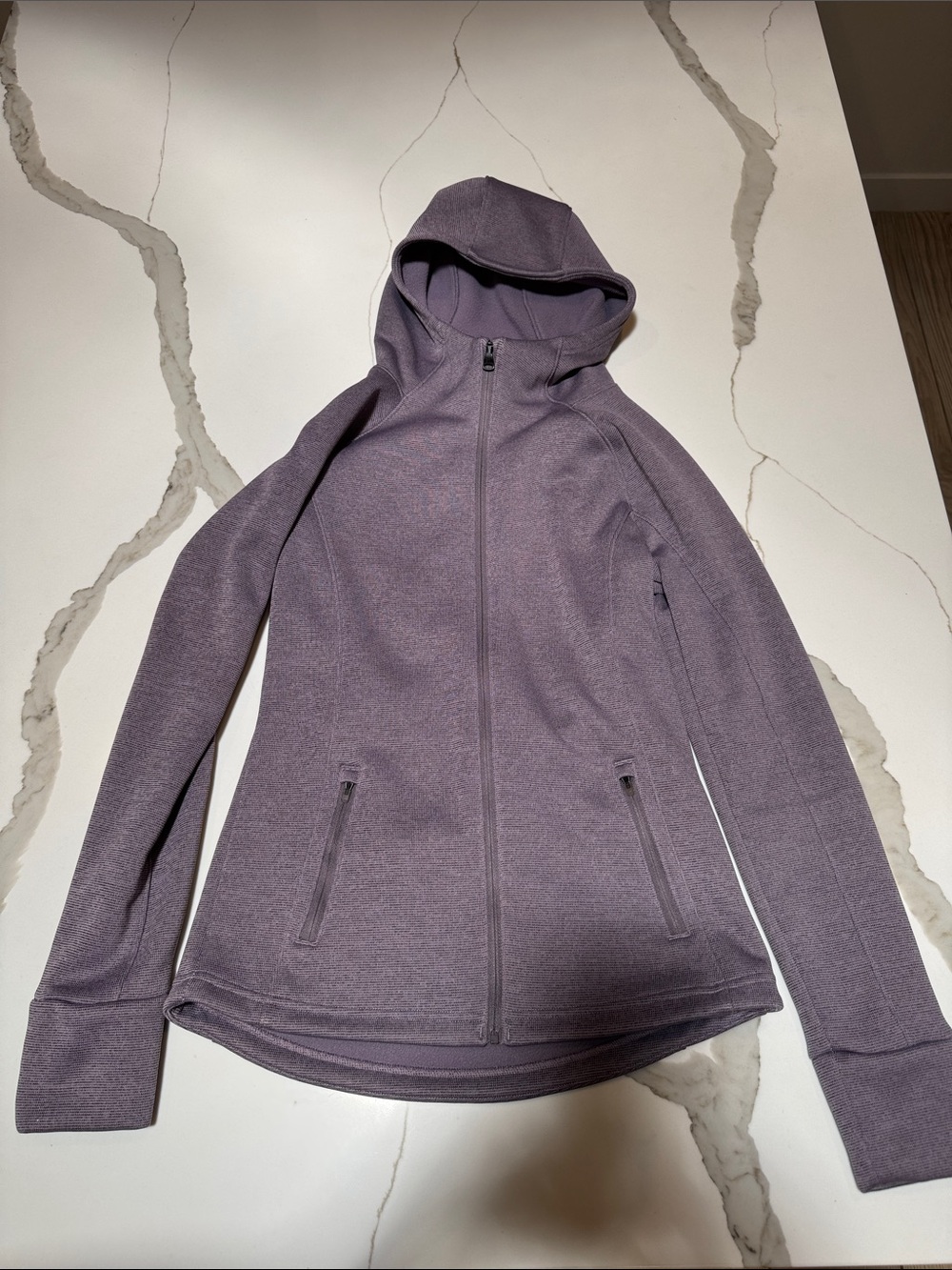 EUC Under Armor Coldgear Women Heathered Purple Hooded Zip Fleece Jacket XS